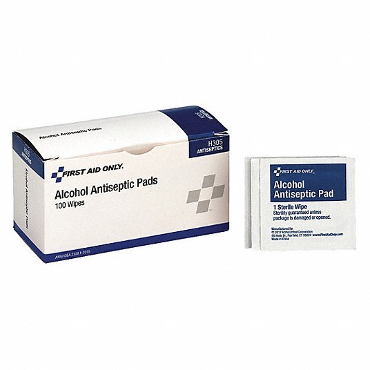 First Aid Only H305 Alcohol Cleansing Pads, 1-1/4x2-5/8, PK100