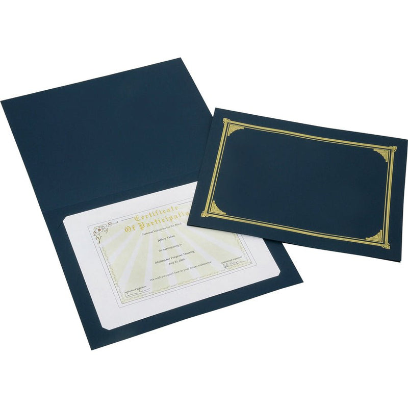 Skilcraft 7510-01-519-5771 Gold Foil Document Cover, 12.5 X 9.75, Blue, 5/Pack