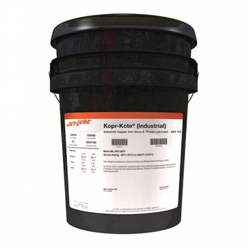 Jet-Lube 10093 General Purpose Anti-Seize 5 gal Container Size, Pail, Copper, Graphite, Kopr-Kote, -65° to 1800°F