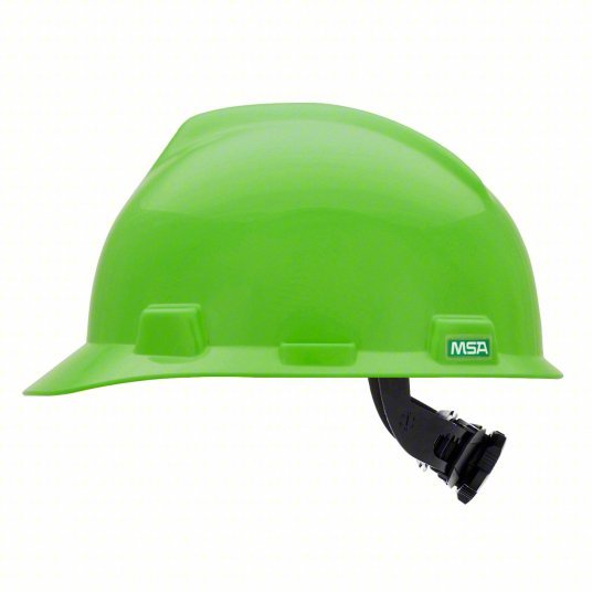 MSA 815565 Hi-Visibility Green, No Graphics, Ratchet (4-Point), Polyethylene, Side-Slots, MSA, V-Gard