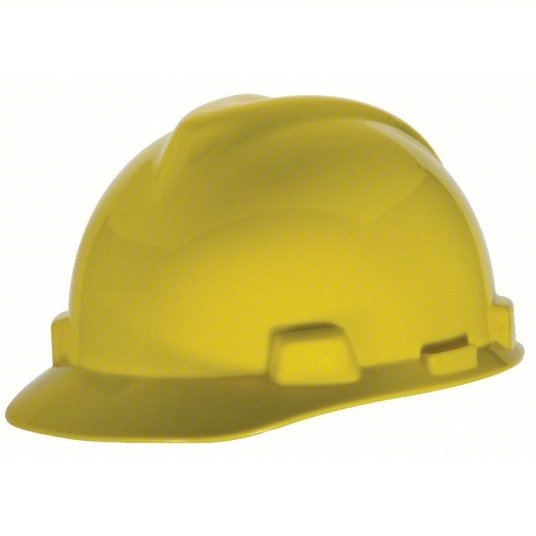MSA 463944 Hard Hat Yellow, No Graphics, Polyethylene, Side-Slots, Basic Colors, V-Gard