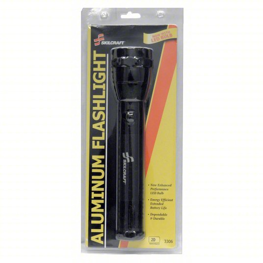 Ability One 6230-01-513-3306 Flashlight 1,601 lm Max Brightness, 3 hr Run Time at Max Brightness, Black, 2 Batteries