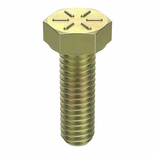 Fabory U04104.025.0100 Grade 8, 1/4"-20 Hex Head Cap Screw, Zinc & Yellow Plated Steel, 1 in L, 100 PK