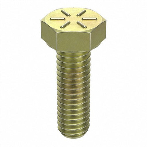 Fabory U04104.025.0100 Grade 8, 1/4"-20 Hex Head Cap Screw, Zinc & Yellow Plated Steel, 1 in L, 100 PK