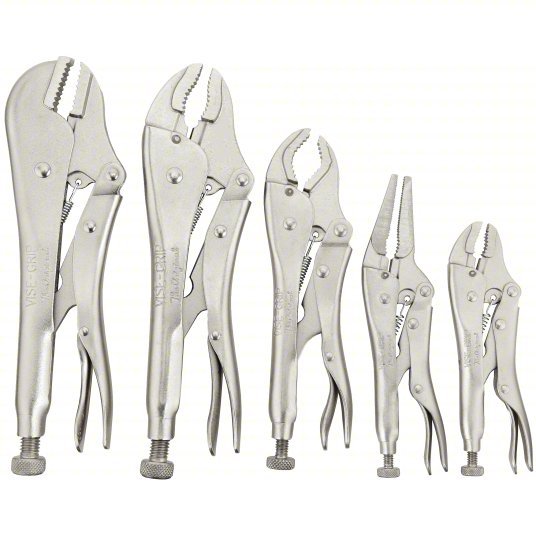Irwin 2077704 Locking Pliers Set Curved, 1 1/8 in,1 1/2 in,1 7/8 in,2 in Max Jaw Opening, Plain Grip
