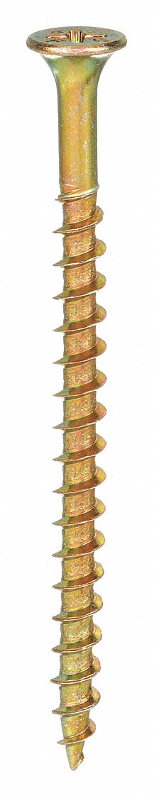 Approved Vendor DPBI-1003501-1000P Drywall Screw, #10 x 3-1/2 in, Zinc Yellow, Bugle Phillips, Steel, 1,000 PK