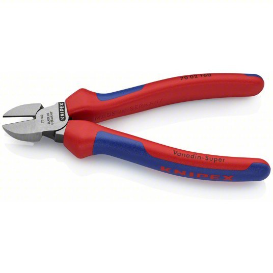 Knipex 70 02 160 Diagonal Cutting Plier Std, Straight, Narrow, 3/4 in Jaw Lg, 7/8 in Jaw Wd, 6 1/4 in Overall Lg, 70