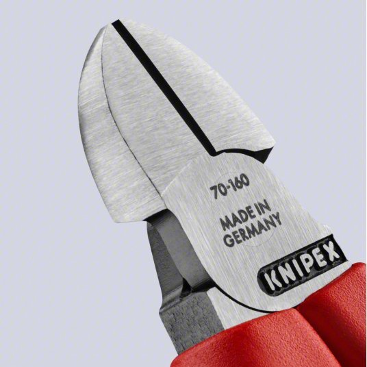 Knipex 70 02 160 Diagonal Cutting Plier Std, Straight, Narrow, 3/4 in Jaw Lg, 7/8 in Jaw Wd, 6 1/4 in Overall Lg, 70