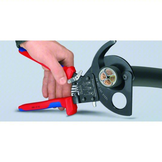 Knipex 95 31 280 SBA Ratchet Cable Cutter Multi-Component Handle, Shear, For 2 1/16 in Max Dia Data Cable, Steel