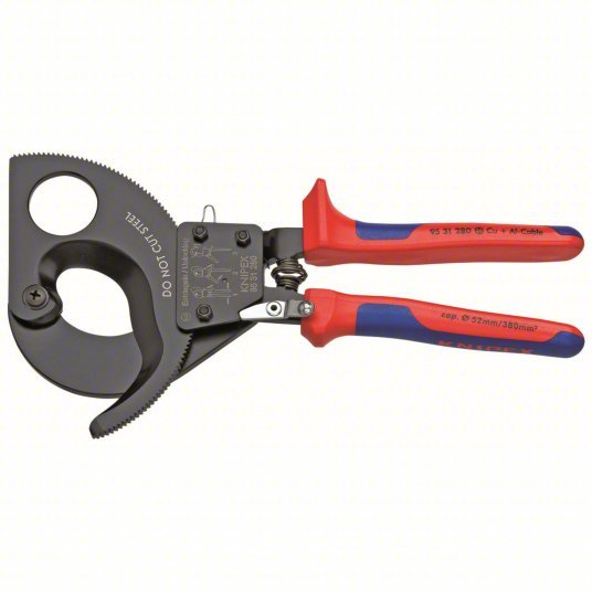 Knipex 95 31 280 SBA Ratchet Cable Cutter Multi-Component Handle, Shear, For 2 1/16 in Max Dia Data Cable, Steel