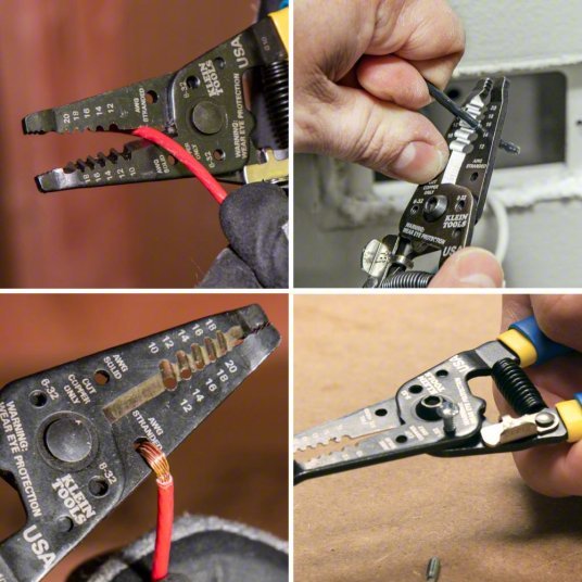 Klein 11055 Wire Stripper 18 AWG to 10 AWG, 7 1/8 in Overall Lg, Std Cushion Grip, 20 AWG to 12 AWG, 6 - 8 in