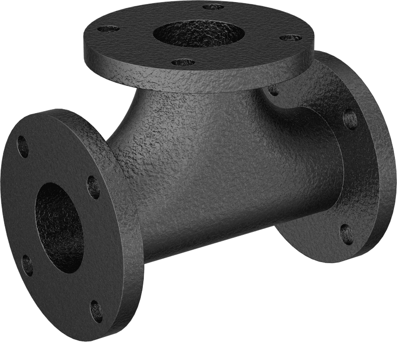 McMaster 1117T26 Iron Pipe Fitting with Flanged Ends, FM-Approved, Tee Connector, 3 Pipe Size