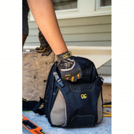 CLC 1134 Tool Backpack 8 Outside Pockets, 36 Inside Pockets, 13 1/4 in Overall Wd, 13 1/4 in Overall Dp