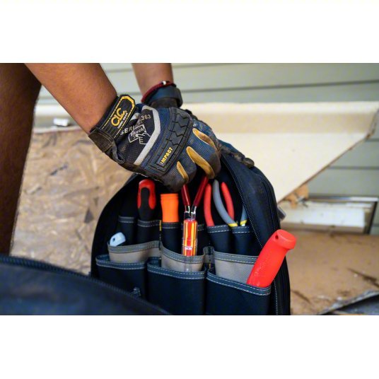 CLC 1134 Tool Backpack 8 Outside Pockets, 36 Inside Pockets, 13 1/4 in Overall Wd, 13 1/4 in Overall Dp