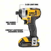 Dewalt DCF885C2 Impact Driver 1,400 in-lb Max. Torque, 2,800 RPM Free Speed, 3,200 Impacts per Minute, (2) 1.5 Ah