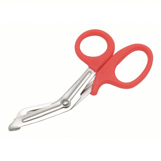 Medi-First 70901-RD EMT Utility Scissors, Stainless Steel, Rounded, Plastic, 7 in Overall Lg, Red