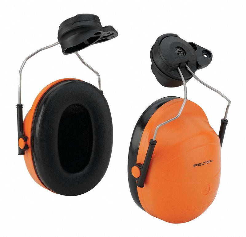 3M 37333 Peltor Earmuffs, PAPR-Compatible, Hard Hat Mounted, Passive, 24 dB NRR, Orange