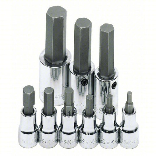 SK Professional Tools 19734 Socket Bit Set 3/8 in_1/2 in Drive Size, 9 Pieces, 9 1/4 in Overall Lg