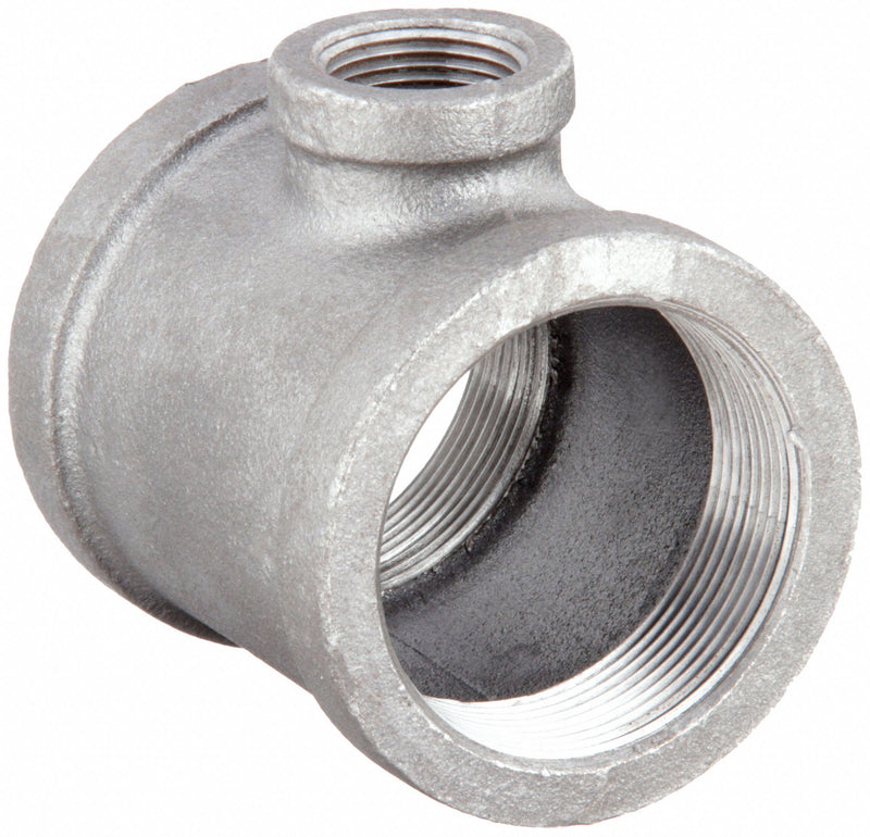 Anvil 0310525605 Metal Pipe Tee, 2 in x 2 in x 1 in, 1500 psi @ 150°F, Malleable Iron, Class 300,  2 in Lg