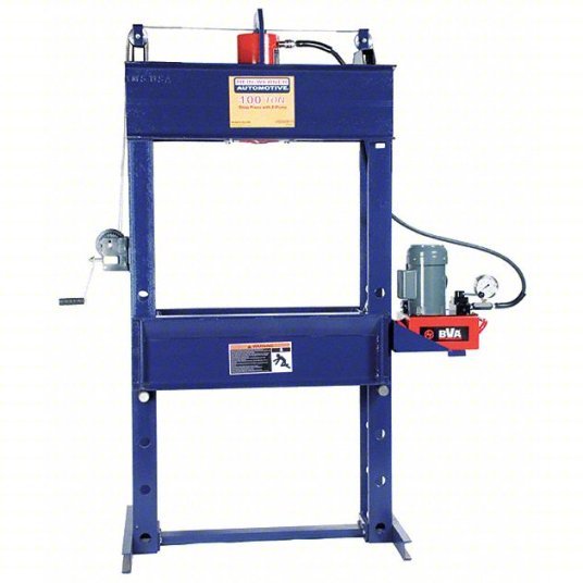 Hein-Werner HW93610 Hydraulic Press Electric Pump, H-Frame Frame, 100 ton Frame Capacity, 10 in Stroke