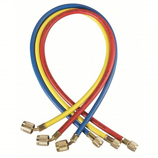 Yellow Jacket 22985 Hose 60 in Lg, 45° Angle, Blue/Red/Yellow, Rubber, 3 Hoses - Redwood.KV12H942