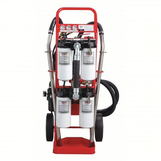 Trico 36933 Hydraulic Oil Filter Cart 3 gpm Max. Flow, 100 psi Max. Pressure, 4 hp Motor, Pneumatic