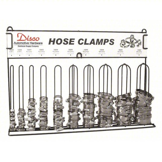 Disco 8701 Hose Clamp Assortment Worm Gear, Display Rack, 301 Stainless Steel