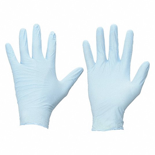 Touchntuff 92-675 Disposable Nitrile Gloves with Textured Fingertips, Nitrile, Powder-Free, XL (10), Blue, 100 Pack