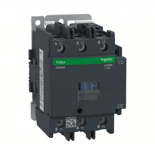Schneider LC1D80T6 IEC Magnetic Contactor Non - Reversing, 3 Poles, 80 A, 480V AC Coil, 1NO/1NC - Redwood.KV2MMU4