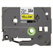 Brother TZe631 Continuous Label Roll Cartridge 1/2 in x 26 13/64 ft, PET, Black on Yellow, Indoor/Outdoor