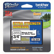Brother TZeS241 Continuous Label Roll Cartridge 3/4 in x 26 13/64 ft, PET, Black on White, Indoor/Outdoor, Adhesive