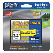 Brother TZeS641 Continuous Label Roll Cartridge 3/4 in x 26 13/64 ft, PET, Black on Yellow, Indoor/Outdoor