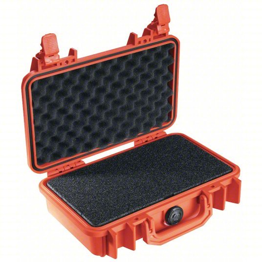 Pelican 1170-000-150 Protective Case 6 in x 10 1/2 in x 3 1/8 in Inside, Flat/Pick and Pluck/Solid, Orange