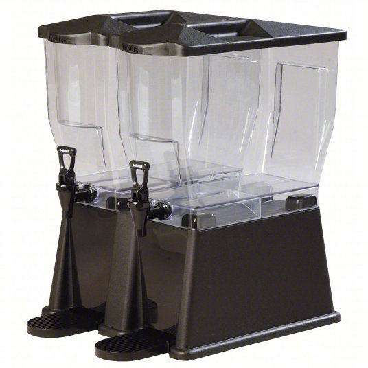 Carlisle 1085103 Beverage Dispenser 7 gal, Black, Polycarbonate, Rectangle, 2 Dispensers, 21 1/2 in Overall Ht