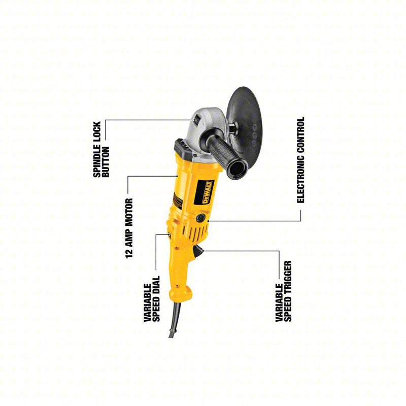 DeWalt DWP849 Corded Polisher Random Orbital, 7 in Backing Pad, 7 to 9 in Compatible, Threaded Shank, 0