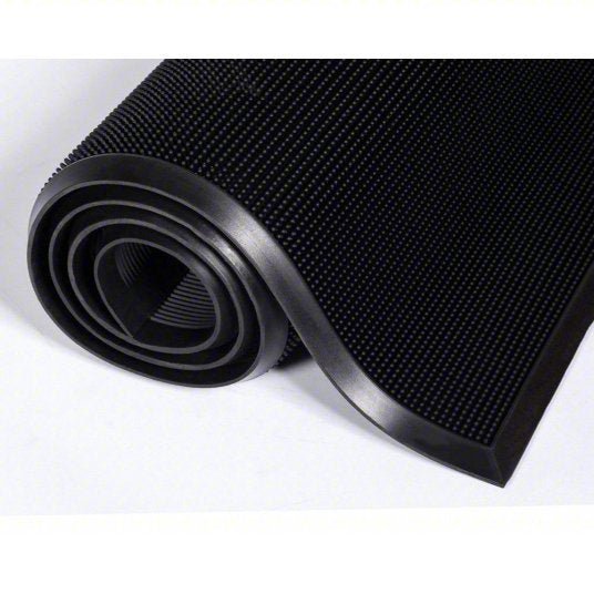 Ability One 7220-01-582-6247 Entrance Mat Finger, Outdoor, Heavy, 2 ft x 32 in, 5/8 in Thick, Rubber, Beveled Edge, Black