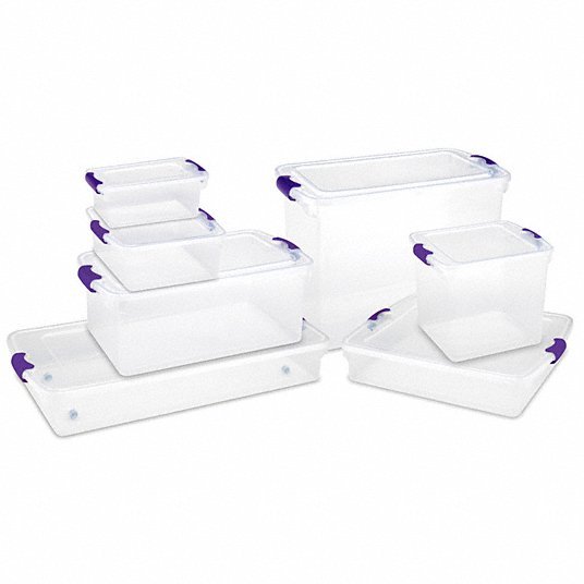 Homz 3420GRPRCL.08 Storage Tote 3.9 gal, 16 1/4 in x 13 in x 6 1/8 in, Clear Body, Clear Lid, Less than 10 gal