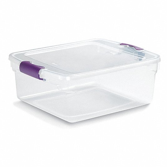 Homz 3420GRPRCL.08 Storage Tote 3.9 gal, 16 1/4 in x 13 in x 6 1/8 in, Clear Body, Clear Lid, Less than 10 gal