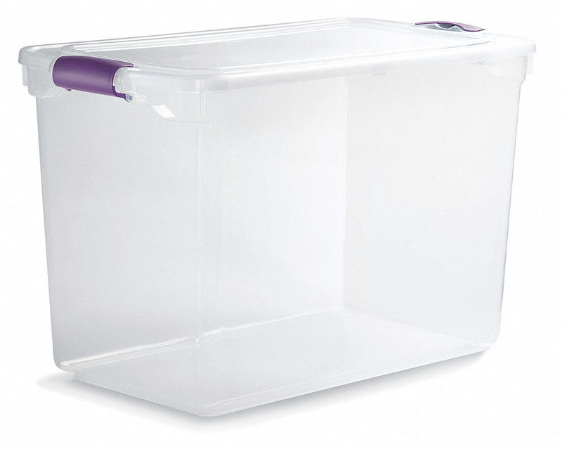 Homz 3450GRPRCL.06 Stackable Storage Tote with Lid, 28 gal, 28-3/4 x 16 x 18-1/4 in, Clear, Polypropylene