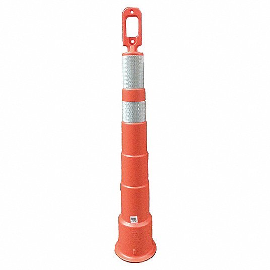 Redwood 03-750-6EG Trim Line Channelizer Looper Top, 4 Reflective Stripes, 6 in, 49 3/4 in Ht, Orange, Engineer