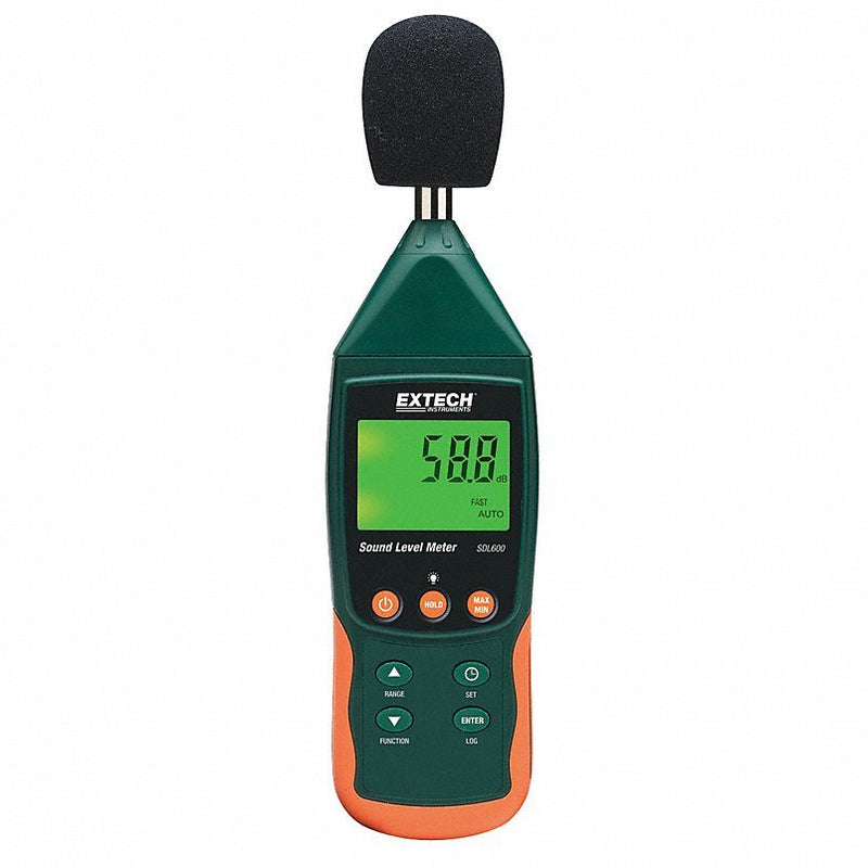 Extech SDL600 Sound Level Meter: 30 to 130 dB, 31.5 Hz to 8 kHz, A and C, RS-232/SD Card, Backlit LCD