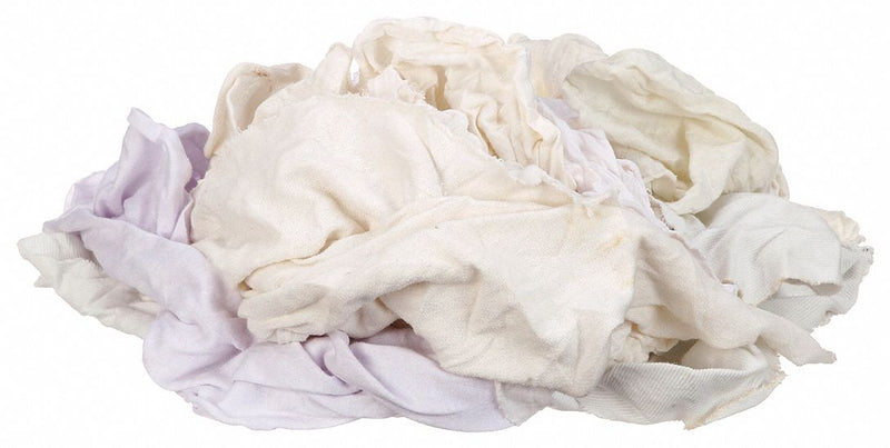 Approved Vendor 340-10N Cleaning Rags, T-Shirt, Reclaimed, White, 10 lb Wt, 1 EA