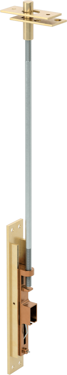 McMaster 1427A24 Pry-Resistant Flush Bolt Lock, Bright Brass, 6-3/4" Long × 1" Wide Mount Plate