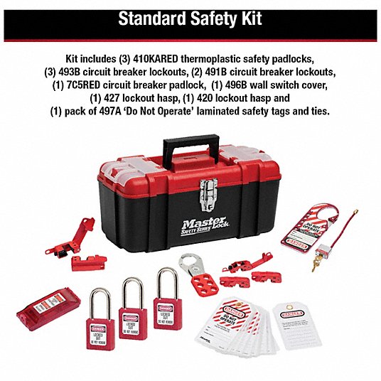 Master Lock 1457E410KA Portable Lockout Kit Electrical, Keyed Alike Padlocks