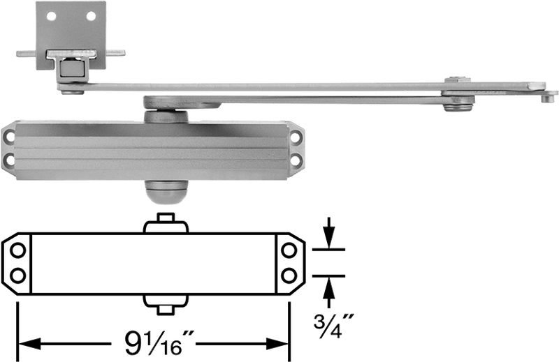 McMaster 1475A721 Norton High-Traffic Door Closer UNI 1601, 42"-48" Interior Door Width, Hold Open, Finish Gray
