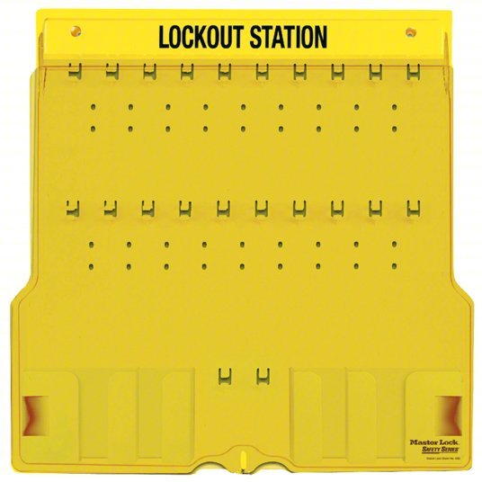 Master Lock 1484B Lockout Station, Unfilled, Holds 20 Padlocks, 22 in x 22 in, Includes Translucent Lockable Cover