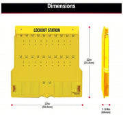 Master Lock 1484B Lockout Station, Unfilled, Holds 20 Padlocks, 22 in x 22 in, Includes Translucent Lockable Cover