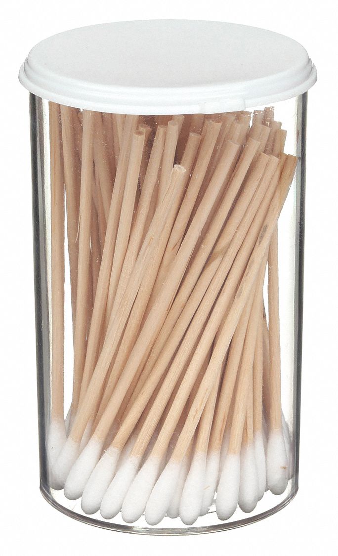 First Aid Only 25-410 Cotton Tip Swab, Non-Sterile, Cotton, 3 in Lg, Wood, Single, 100 PK