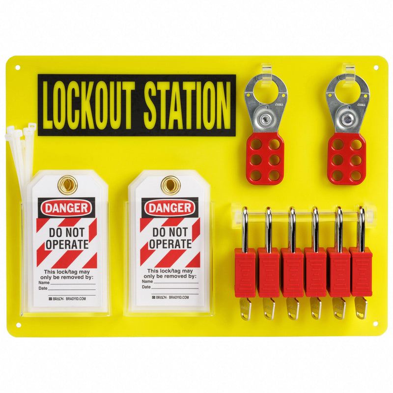 Brady 153679 Lockout Station 29 Components Included, Lockout Board, Keyed Different Padlocks
