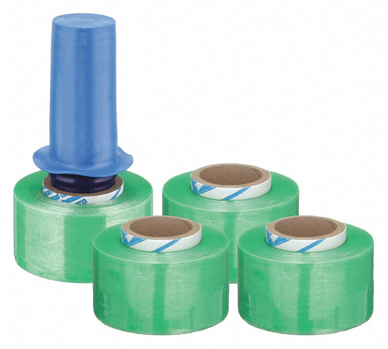 Goodwrappers RW15A863 Stretch Wrap, 60 ga Gauge, 3 in Overall Wd, 1,000 ft Overall Lg, Light Green, 4 PK